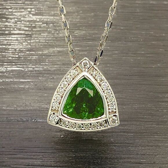 Natural Tourmaline Diamond Pendant Necklace 17" 14k WG 2.49 TCW Certified 308485 - Picture 9 of 16